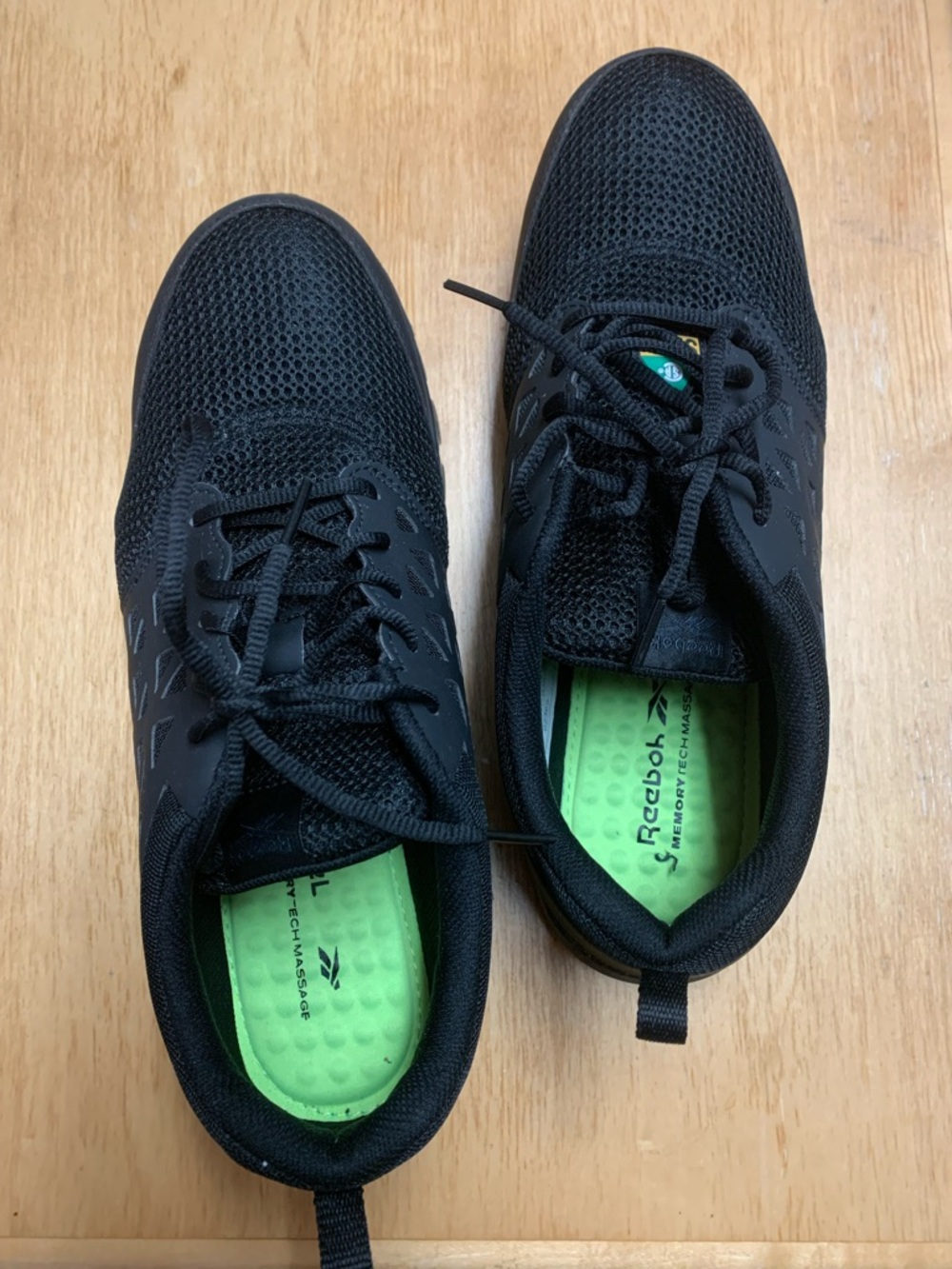 Reebok Men's Black Safety Shoes with Green Insoles